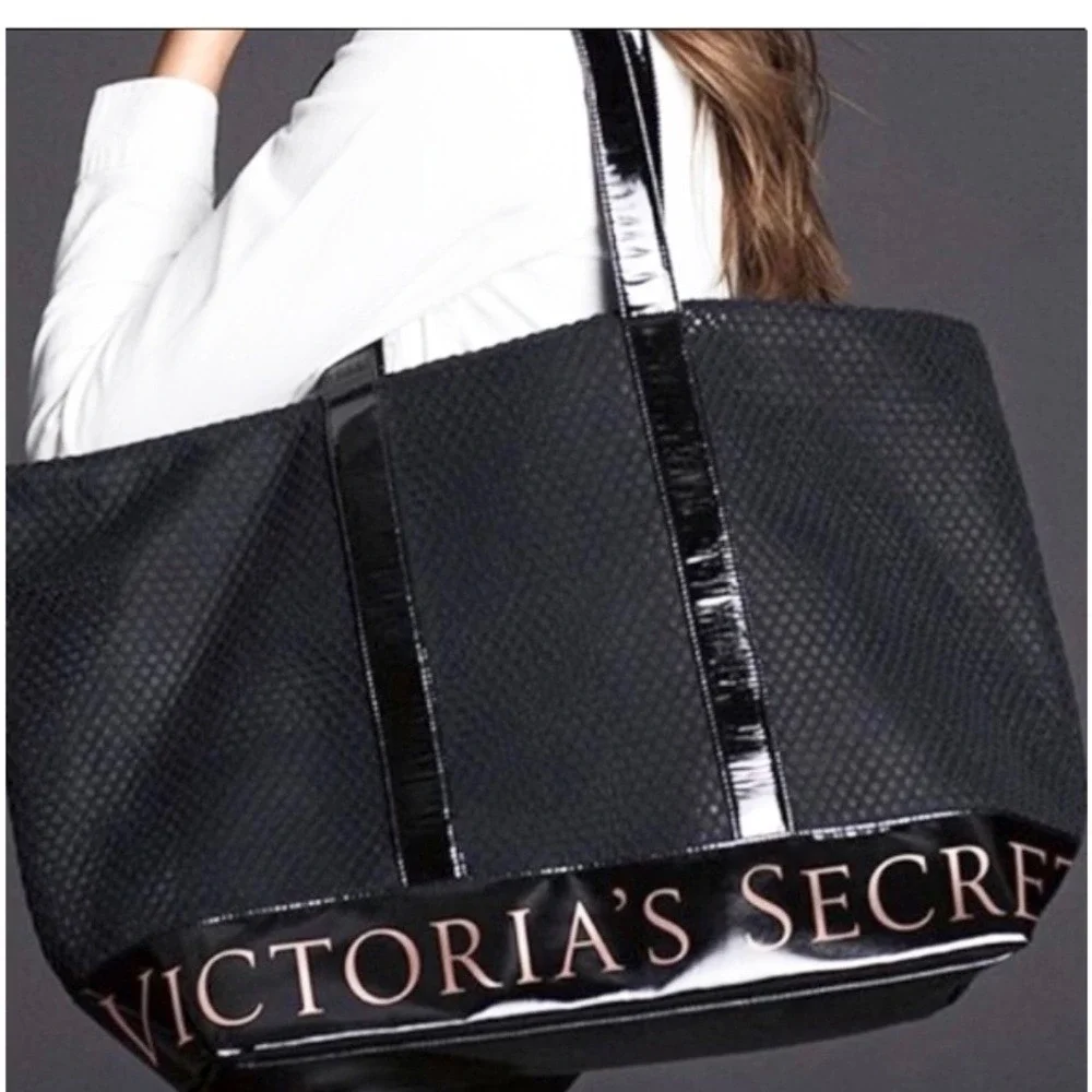 Victoria's Secret 100% Mesh Weekender Oversized Bag with Patent Leather Trim